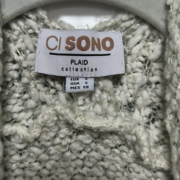 Ci Sono - Women's Cream and Gray Sweater-open pocket cardigan nwot - Picture 4 of 7